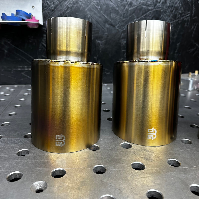 Titanium exhaust tip rear view showing tip exit