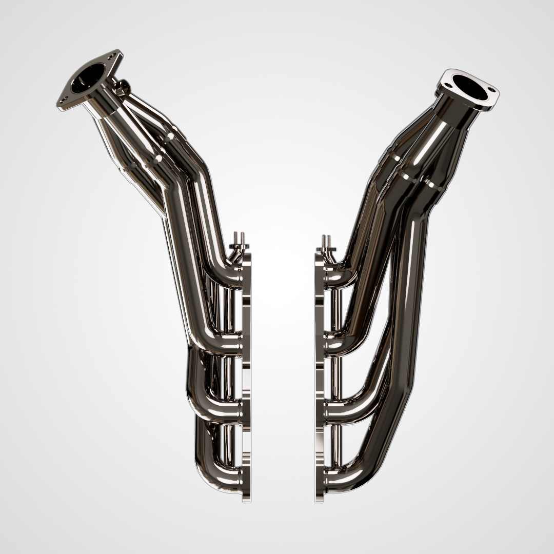 GX470 headers CAD rendering showing tube layout and collector