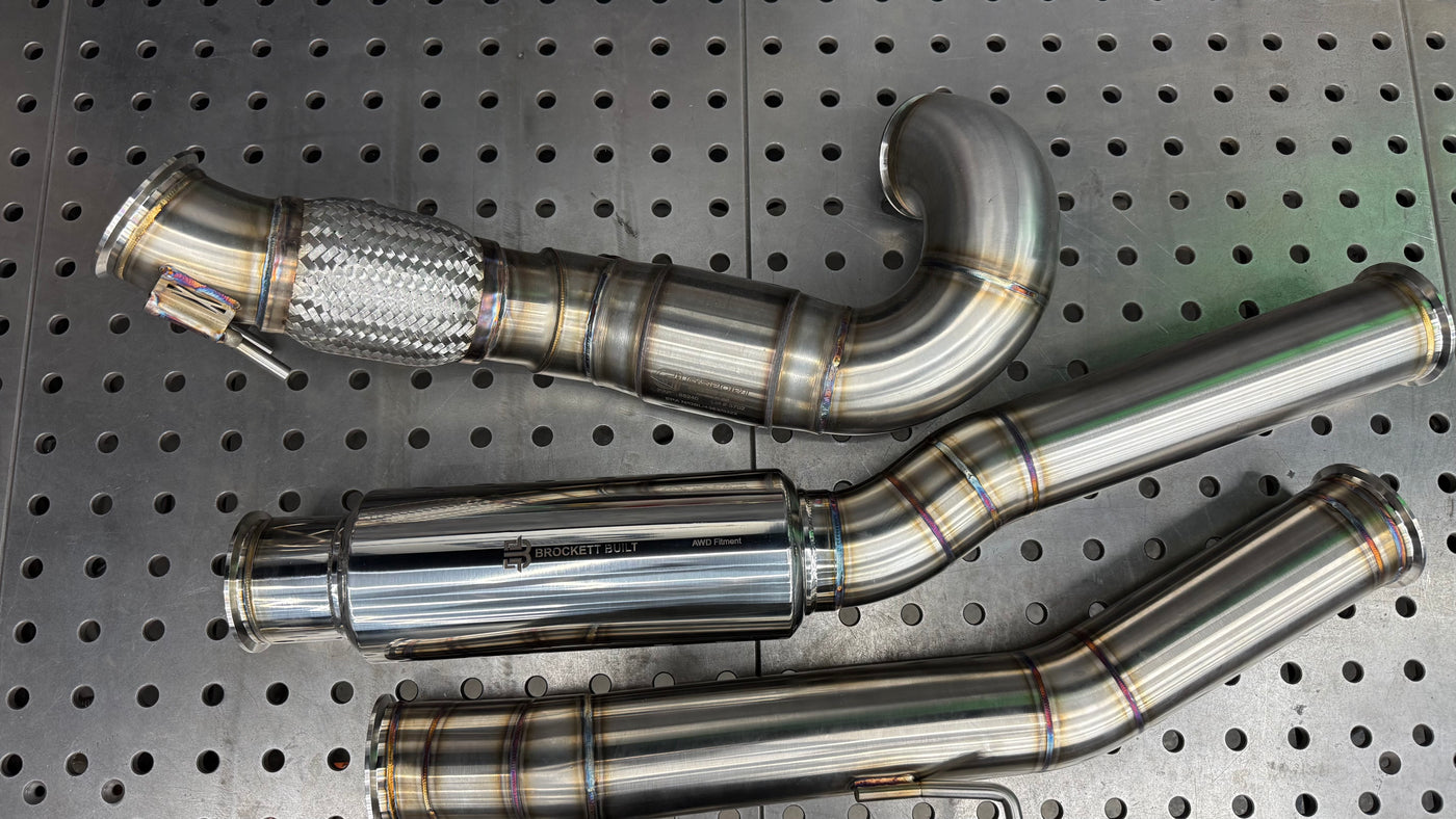 4" AWD MQB Downpipe & 3.5" OEM-Fitment Resonated Midpipe — Golf R / Audi S3 / A3 / Alltrack