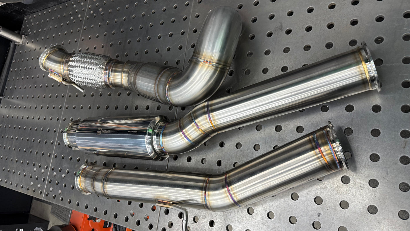 4" AWD MQB Downpipe & 3.5" OEM-Fitment Resonated Midpipe — Golf R / Audi S3 / A3 / Alltrack