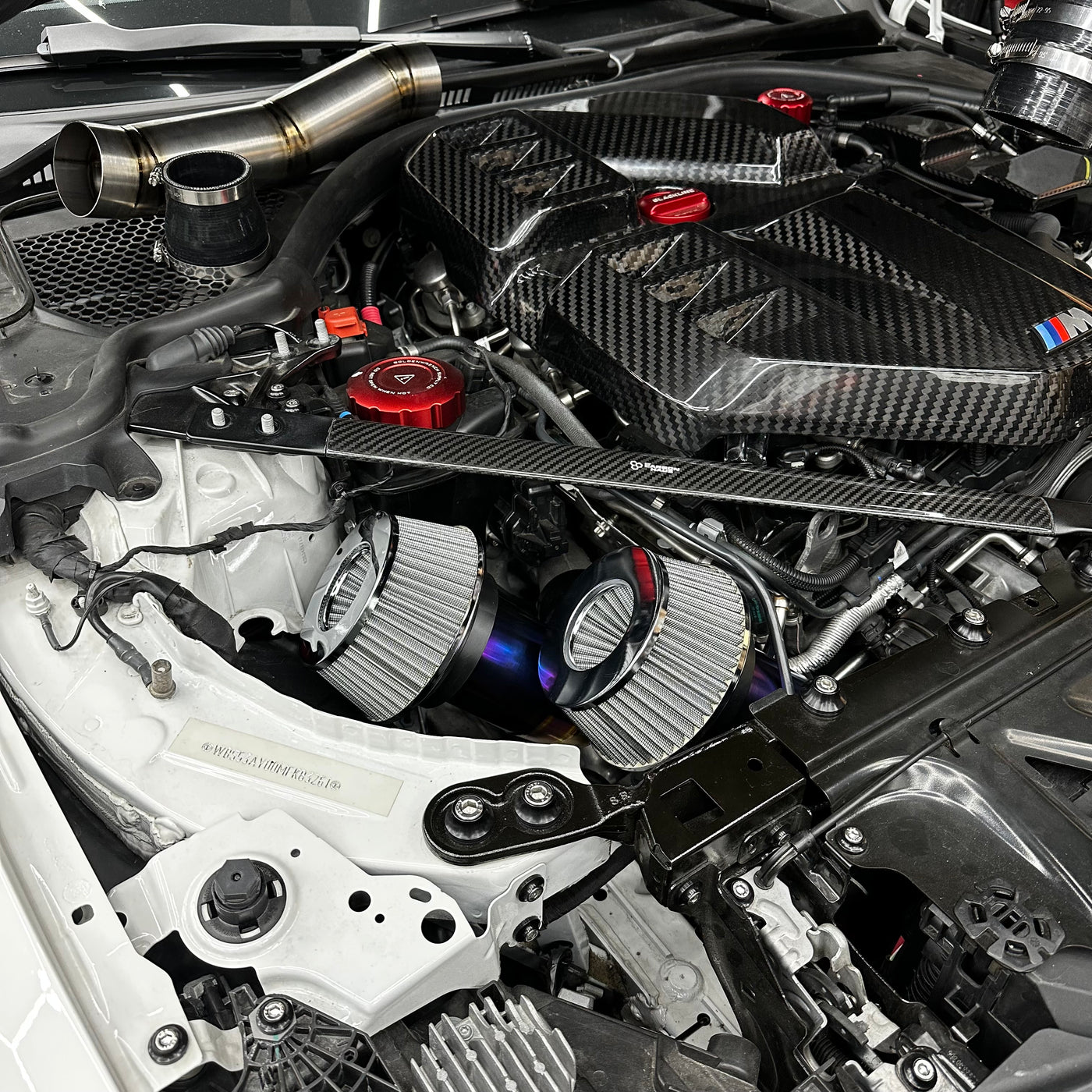 G80 titanium intake side view showing airbox fitment