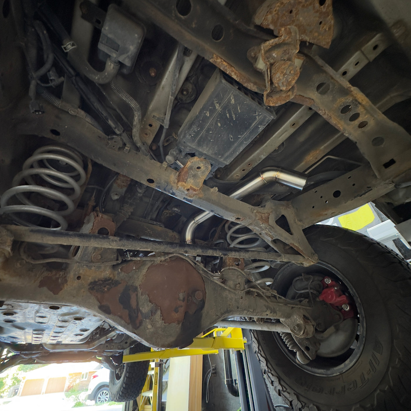 Modular catback exhaust showing connection between sections