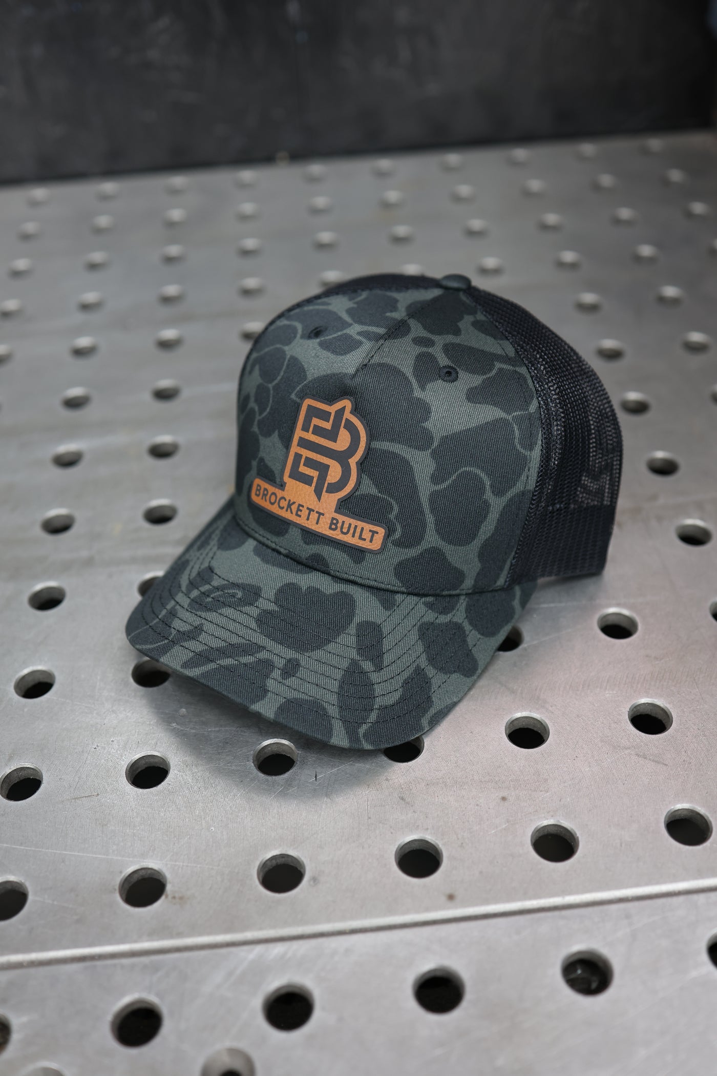 Brockett Built snapback hat back view showing snapback closure