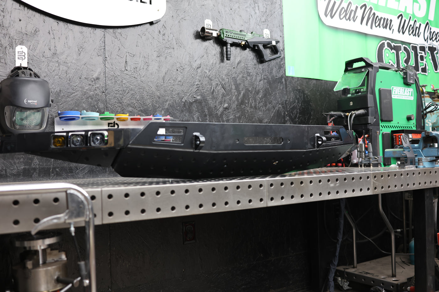 GX550 winch bumper installed overhead view showing full width on vehicle