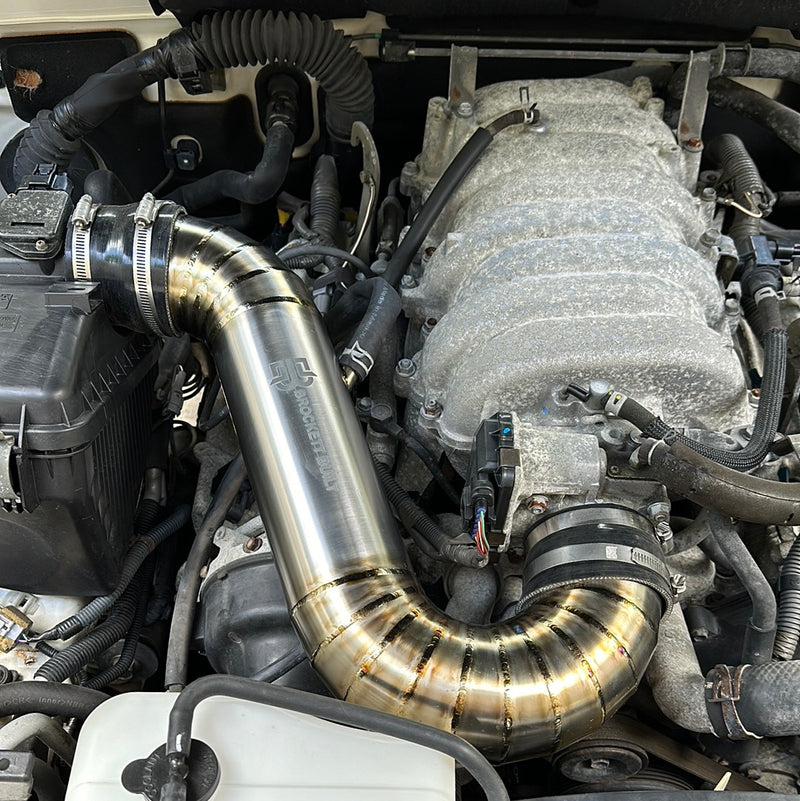 Brockett Built Lexus GX470 3.5-inch titanium intake in raw finish