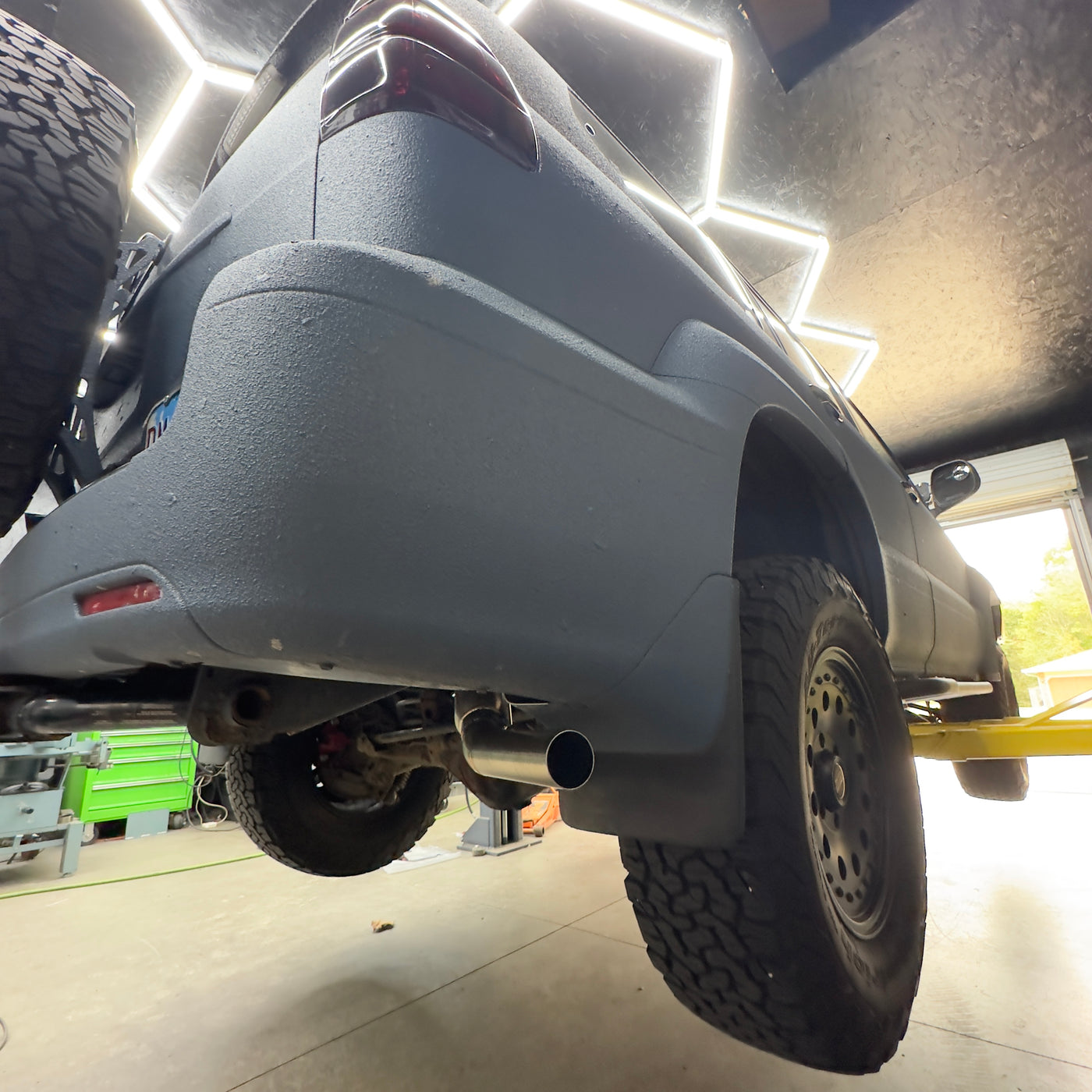 Modular catback exhaust close-up of TIG welds and pipe joints