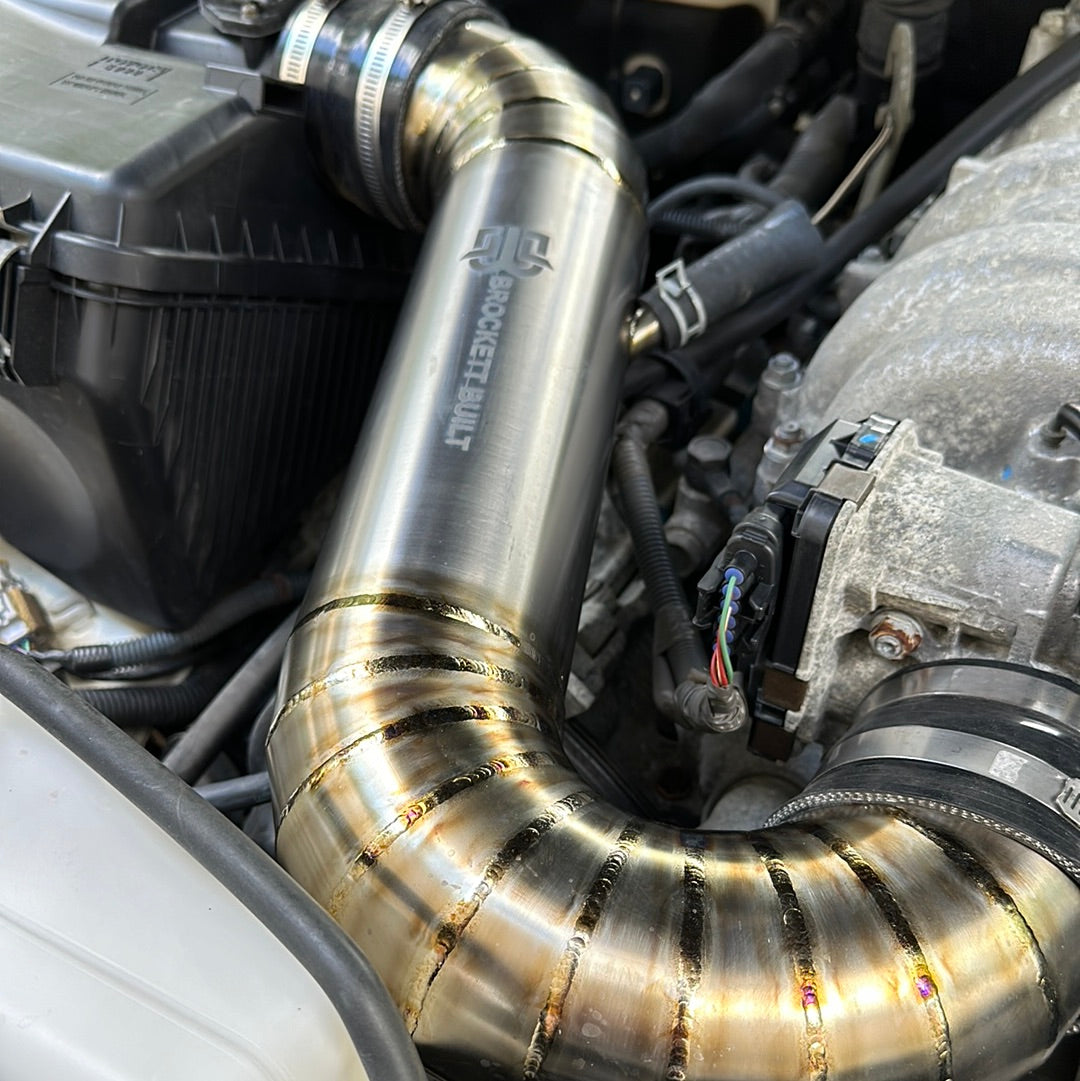 GX470 titanium intake showing filter mount end and clamp area