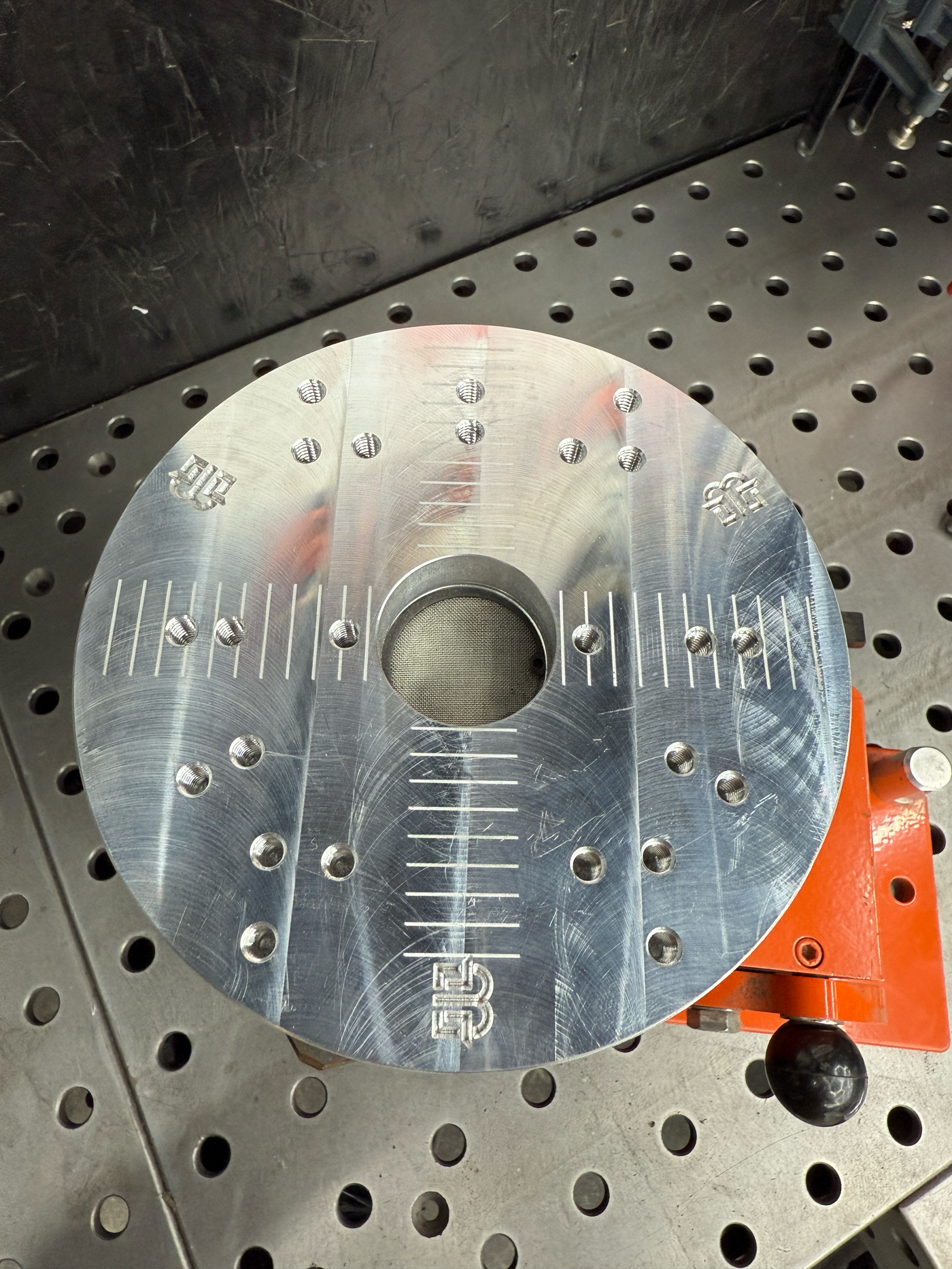 Flange welding fixture CAD rendering exploded view