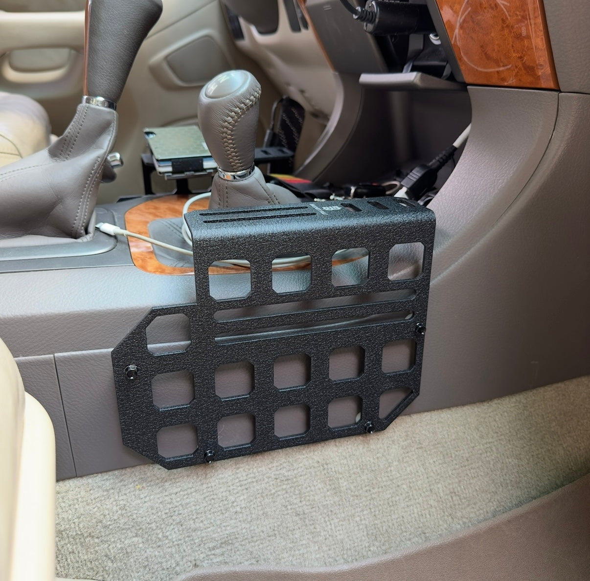 GX470 center console MOLLE panels passenger side showing full panel