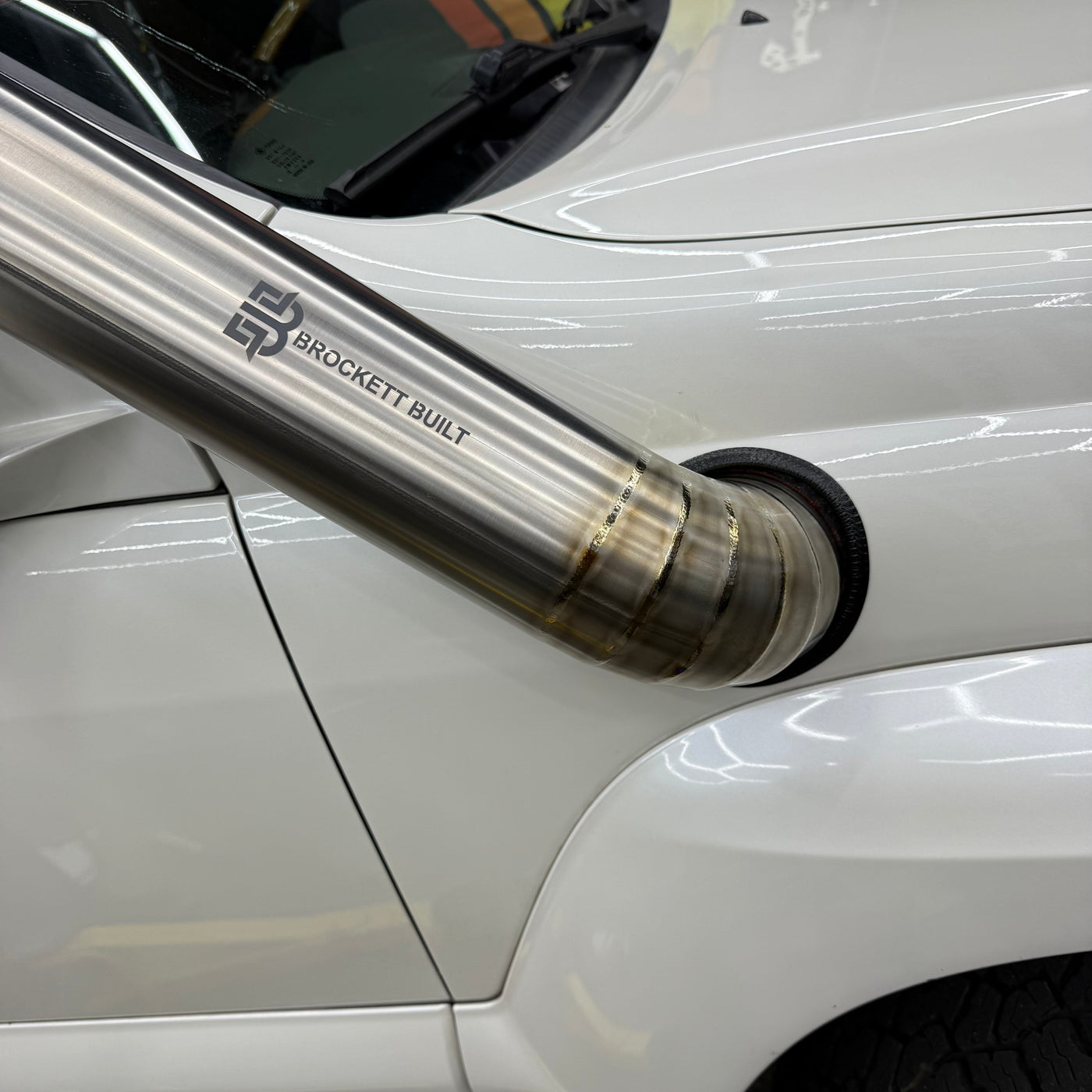 GX470 titanium snorkel close-up showing TIG weld and bends