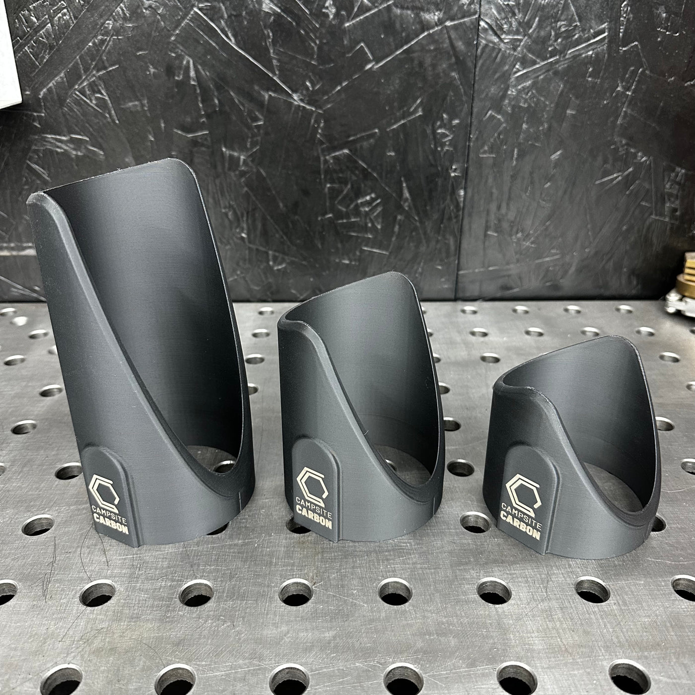Tubing cope jig collection showing various sizes and angles