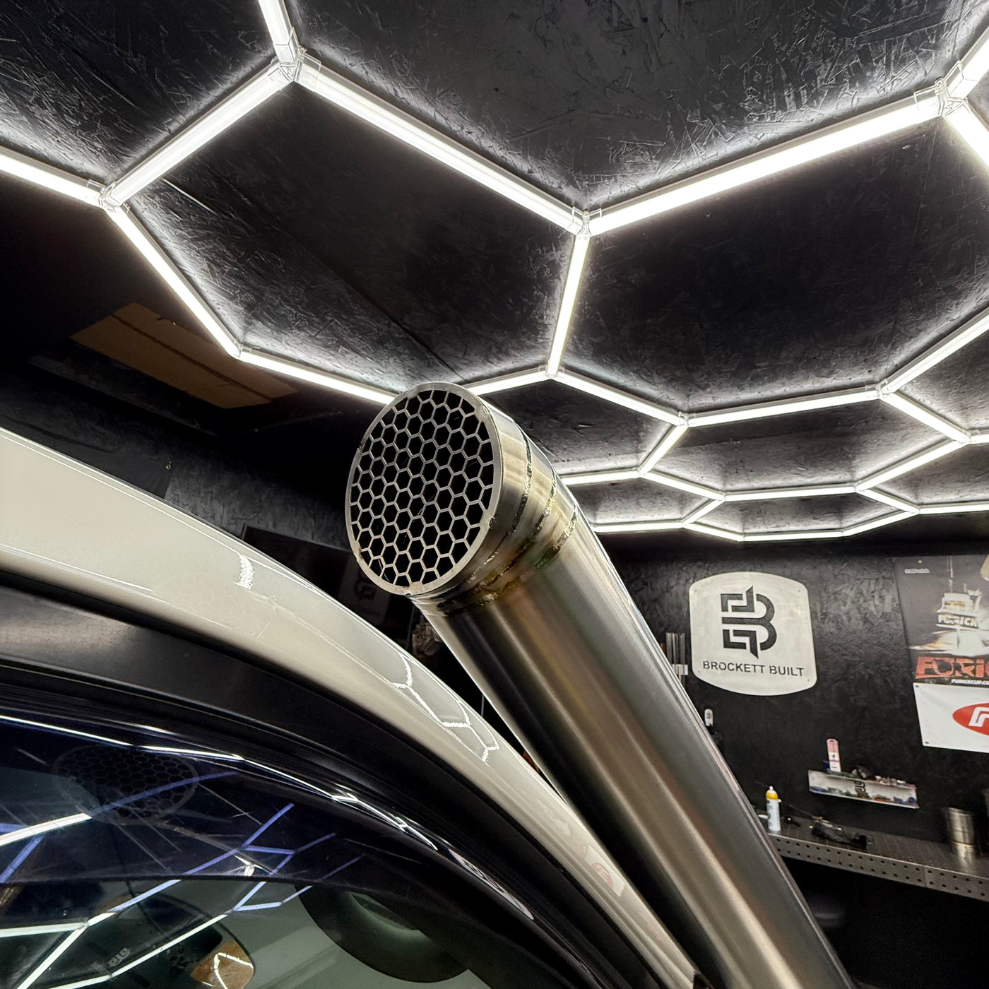 GX470 titanium snorkel showing airbox connection and routing