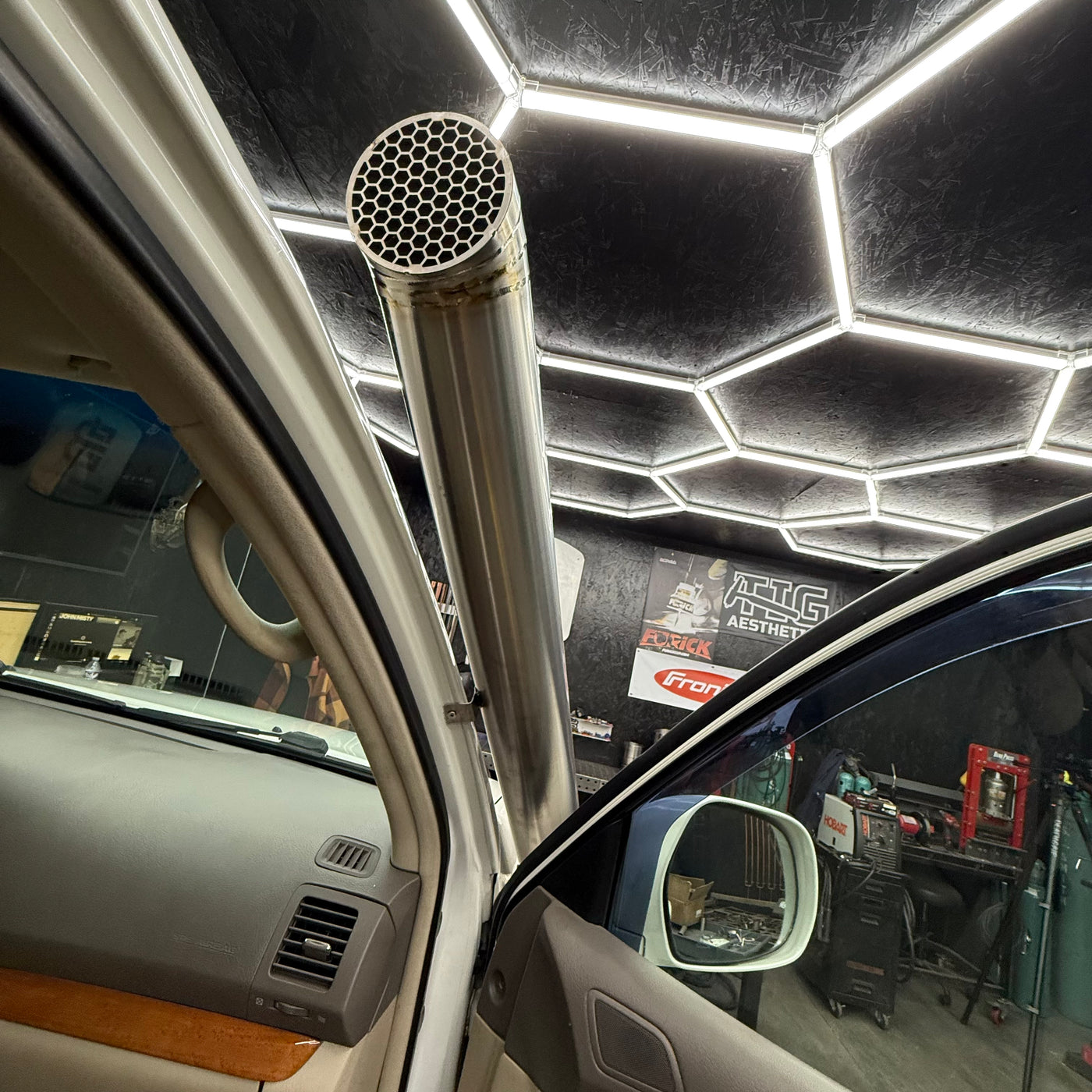 GX470 snorkel upper section showing intake head and water diverter