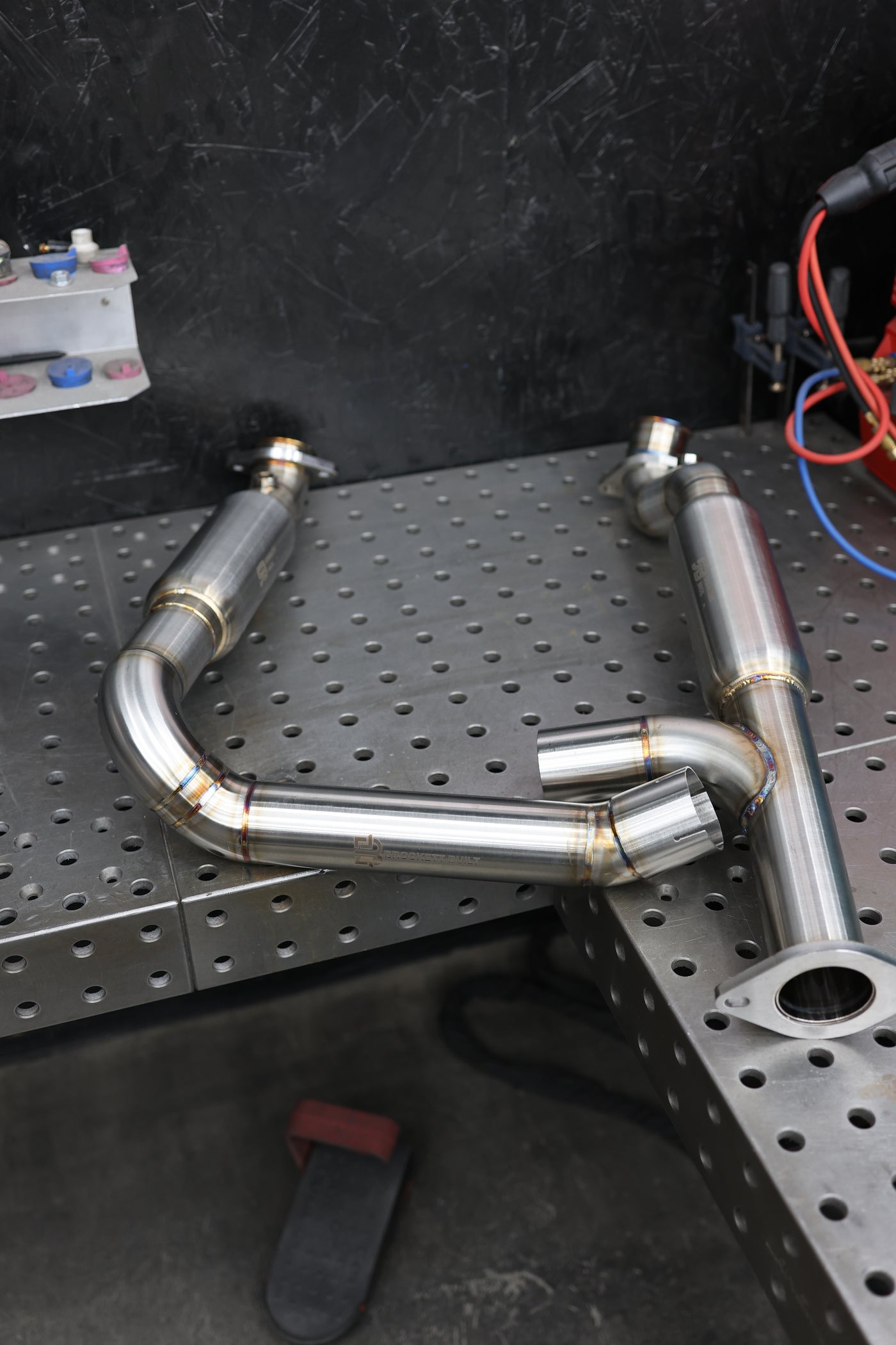 GX460 Y-pipe installed on vehicle undercarriage