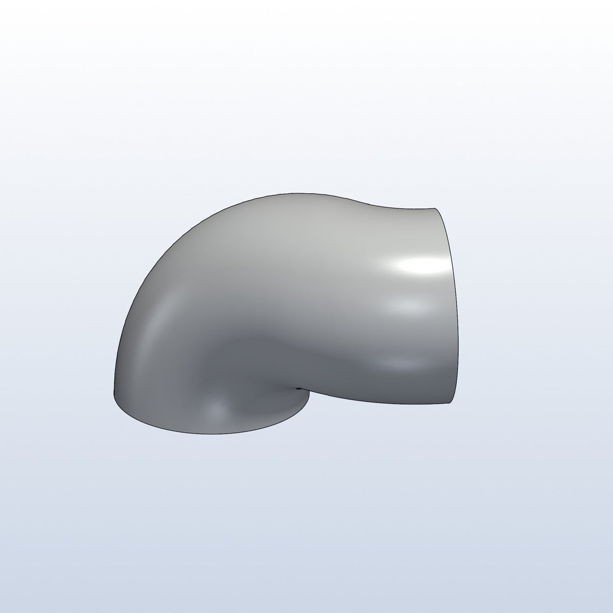 Compound elbow, 2in OD, two plane, 90 and 45, profile view, metal 3D printed
