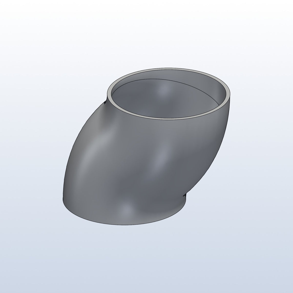 Compound elbow, 2in OD, s offset, two 45s, profile view, metal 3D printed