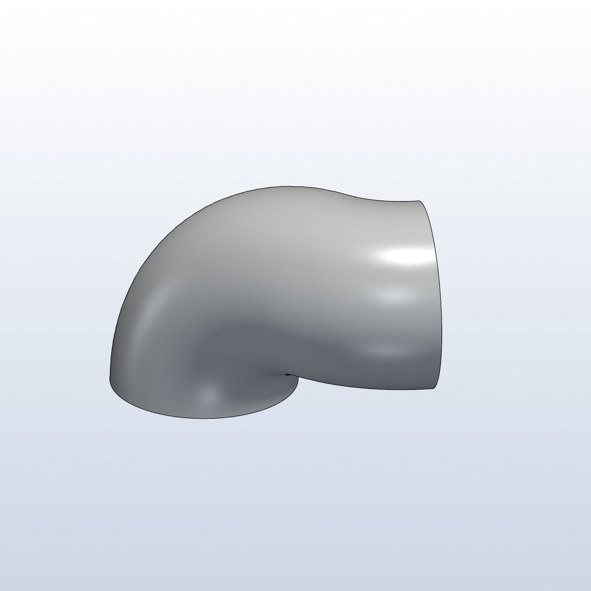 Compound elbow, 2.13in OD, two plane, 90 and 45, profile view, metal 3D printed
