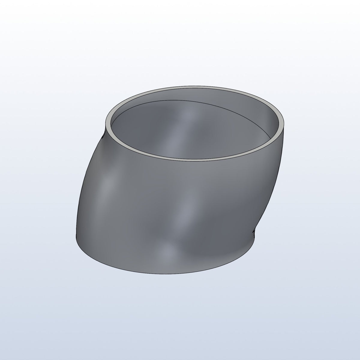 Compound elbow, 2.25in OD, s offset, two 30s, profile view, metal 3D printed