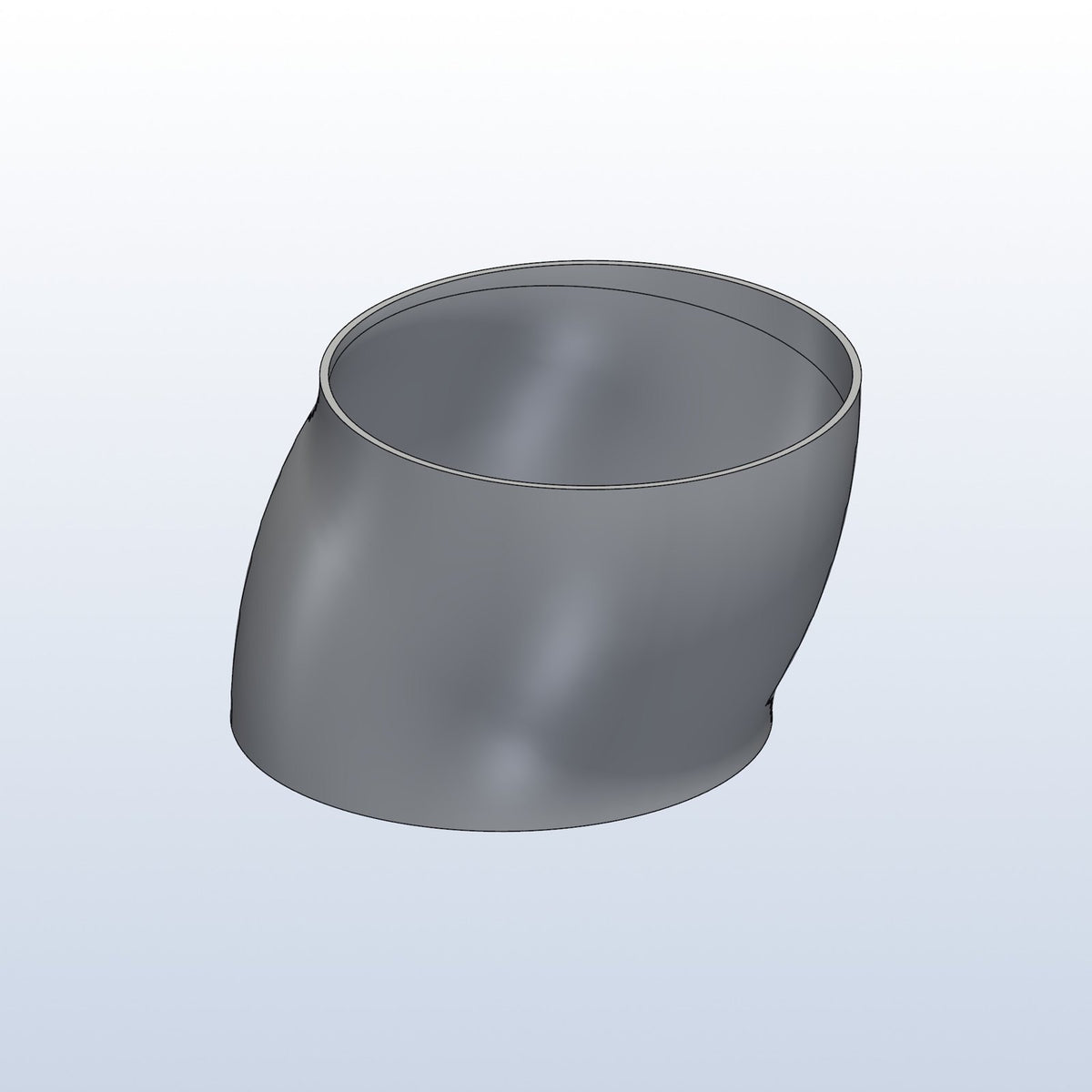 Compound elbow, 4in OD, s offset, two 30s, profile view, metal 3D printed