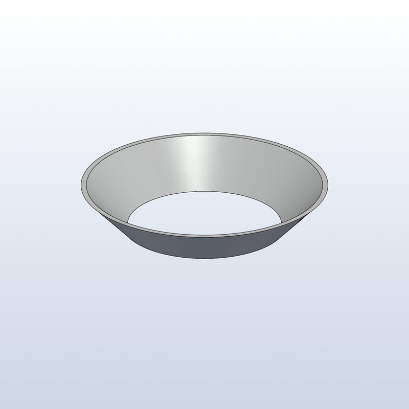 Straight transition, 2in to 3in, isometric view, metal 3D printed 316L stainless