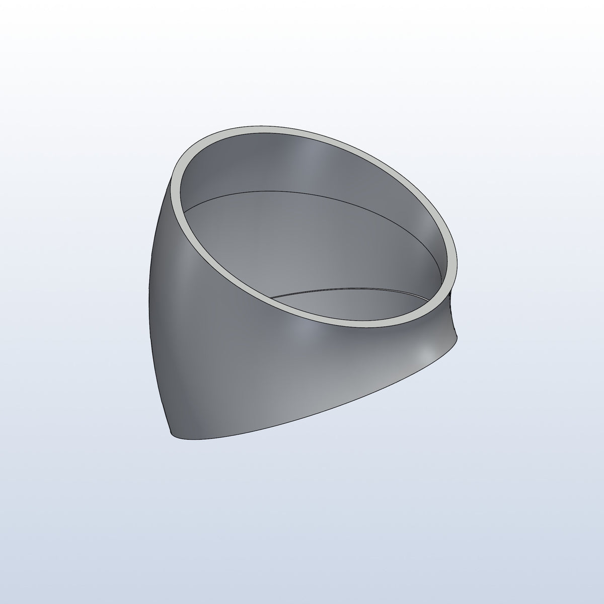 0.75D tight radius elbow, 1.88in OD, 45 degree, 3D printed