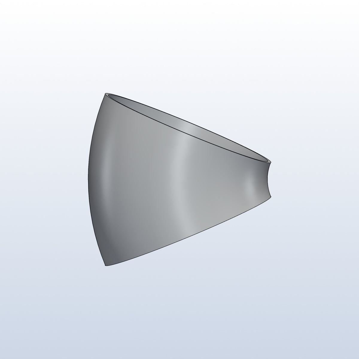 0.75D tight radius elbow, 3.5in OD, 45 degree, profile view, metal 3D printed