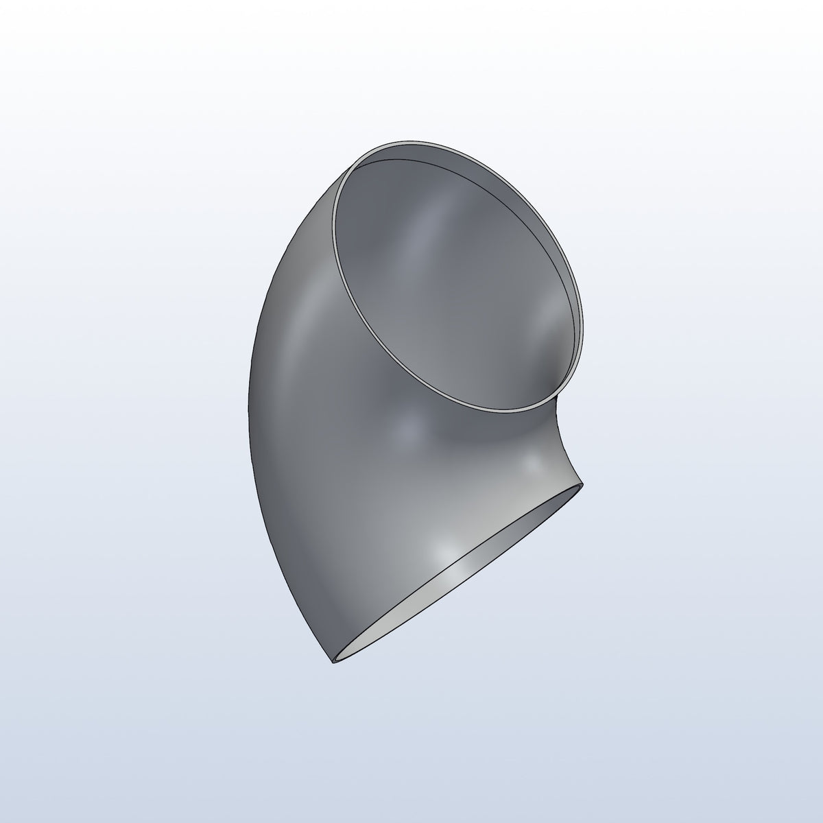 0.75D tight radius elbow, 5in OD, 90 degree, 3D printed