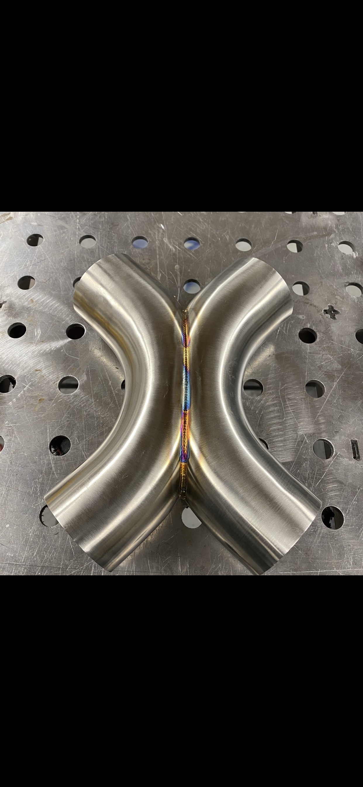 Brockett Built 3-inch stainless X-pipe for dual exhaust systems