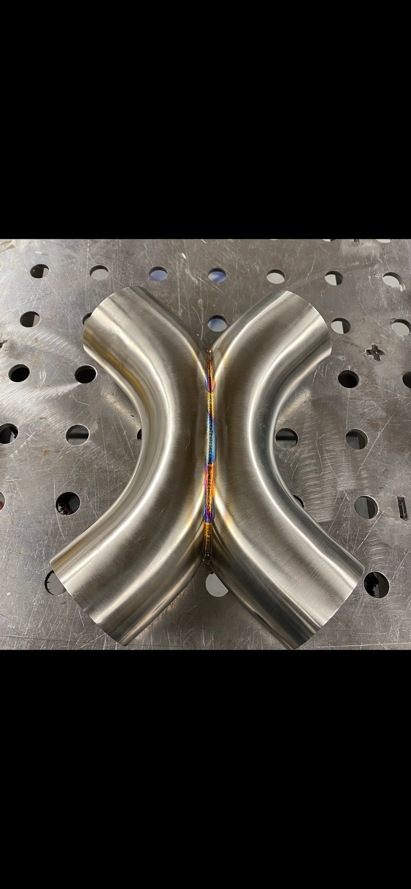 Brockett Built 3-inch stainless X-pipe for dual exhaust systems