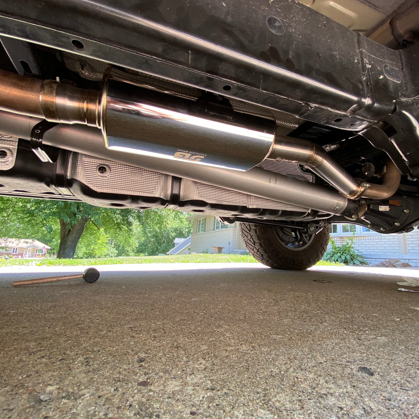 Tundra muffler replacement pipe installed on truck