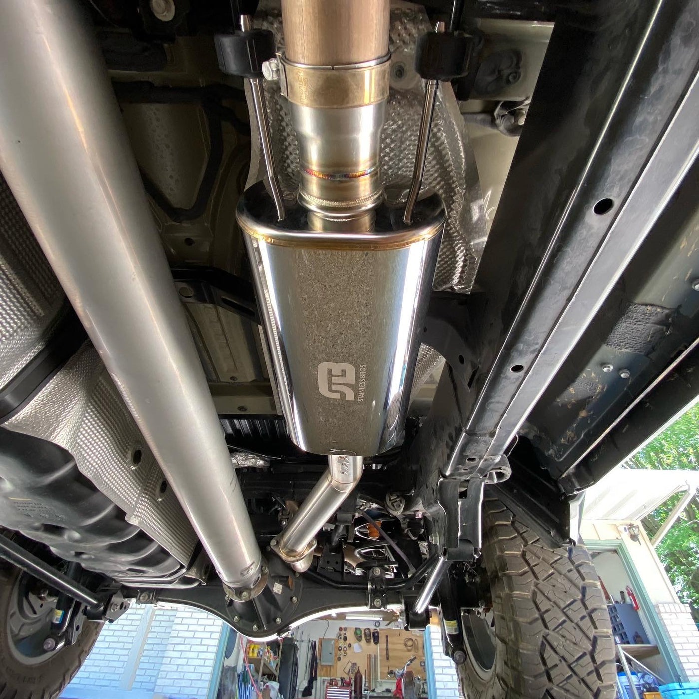 Tundra muffler replacement pipe alternate angle showing pipe routing